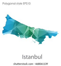 Mapa de Estambul con estilo geométrico poligonal.Triángulo de gemas abstractas,fondo moderno de diseño.Ilustración vectorial EPS10