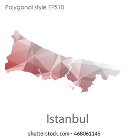 Istanbul map in geometric polygonal style.Abstract gems triangle,modern design background.Vector illustration EPS10