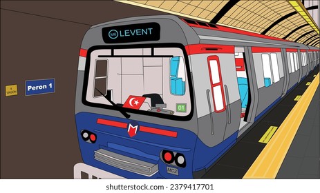 istanbul metro train station illustration drawing on vector.