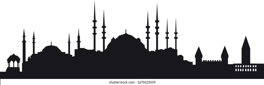 Istanbul mosques on white background