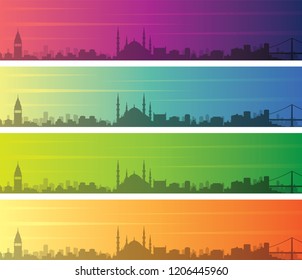 Istanbul Multiple Color Gradient Skyline Banner