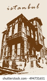 istanbul old house brown vector
