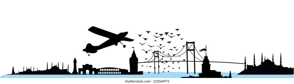 istanbul panoramic view vector art