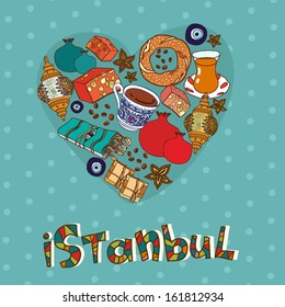 Istanbul postcard design in vector