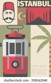 Istanbul poster. Flat icon. Vector template