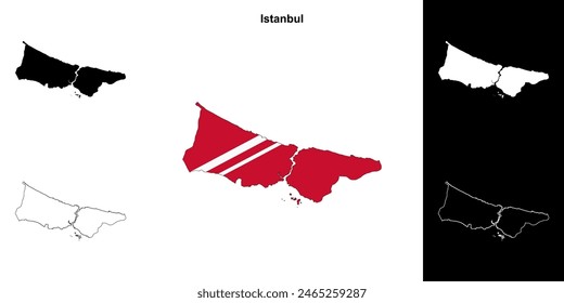 Istanbul province outline map set