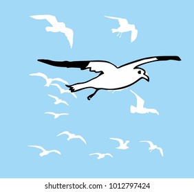 istanbul seagull graphic design vector art