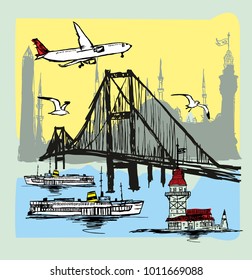 istanbul silhouette graphic design vector art