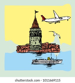 istanbul silhouette graphic design vector art