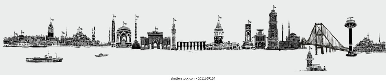 istanbul silhouette graphic design vector art