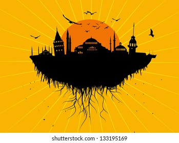 Istanbul Silhouette Grunge Vector Art
