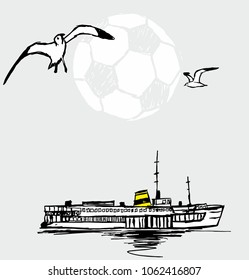 istanbul silhouette soccer ball graphic design vector art