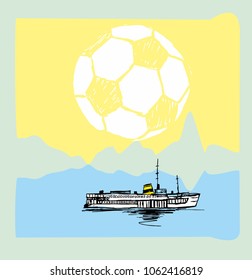 istanbul silhouette soccer ball graphic design vector art