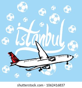 istanbul silhouette soccer ball graphic design vector art
