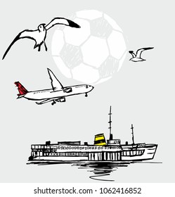 istanbul silhouette soccer ball graphic design vector art