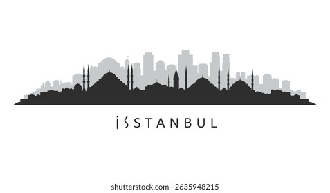 horizonte de Istambul com paisagem urbana, silhueta e vetor.
