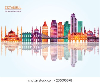 Istanbul skyline detailed silhouette. Vector illustration