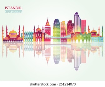 Istanbul skyline detailed silhouette. Vector illustration