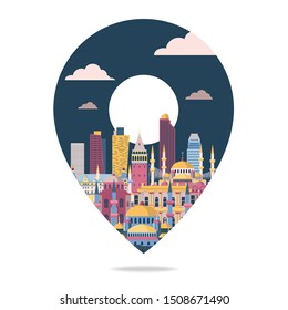 Istanbul skyline, Turkey. Travel and tourism background. Vector illustration.