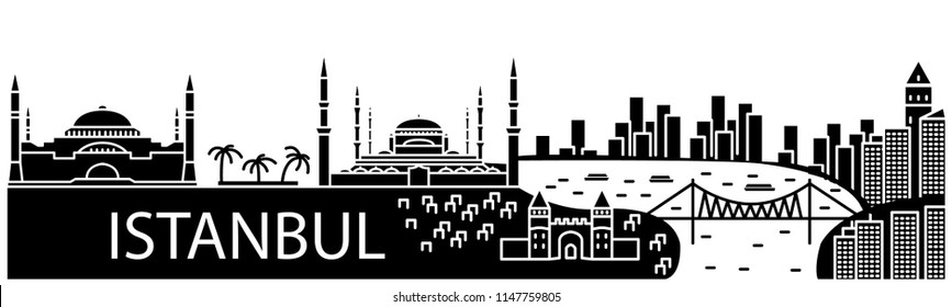 Istanbul Skyline Vector Stock Vector (Royalty Free) 1147759805 ...