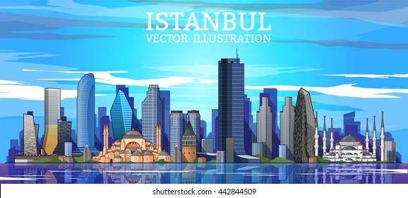  Istanbul skyline. Vector illustration