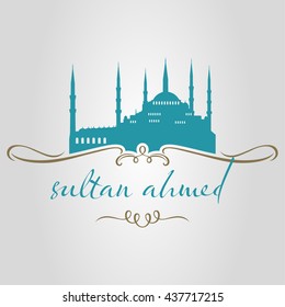 istanbul sultan ahmed mosque logo, icon and symbol vector illustration