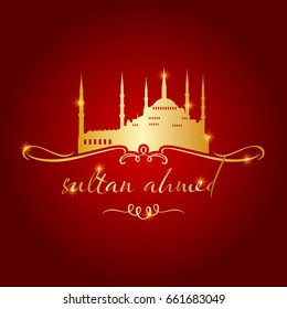 istanbul sultan ahmed mosque logo, icon and symbol vector illustration