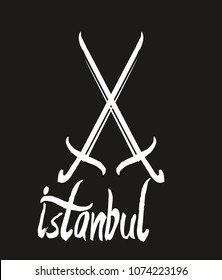 istanbul and sword graphic design vector art