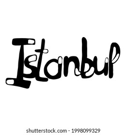 istanbul, text design. Vector calligraphy. Typography poster. Usable as background. Hand drawn.