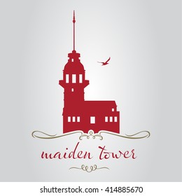 istanbul maiden’s tower logo, icon and symbol vector illustration