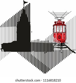 istanbul tram graphic design vector art