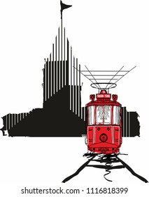 istanbul tram graphic design vector art
