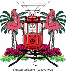 istanbul tram graphic design vector art