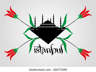 istanbul and tulip vector art