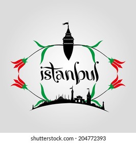 istanbul and tulip vector art
