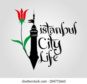 istanbul and tulip vector art