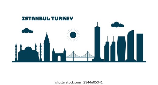 Istanbul Turkey cityscape skyline sketch illustration vector. Famous popular city in the world.