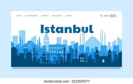 El concepto de Estambul Turquía. Silhouette de la ciudad de Estambul. Plantilla de página de inicio. Concepto de viajes. Ilustración vectorial sobre fondo blanco.