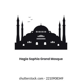 Istanbul Türkei Konzept. Silhouette der Hagia Sophia Grand Moschee. Vektorgrafik einzeln auf weißem Hintergrund. 