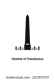 Istanbul Turkey concept. Silhouette of the Obelisk of Theodosius. Vector illustration.