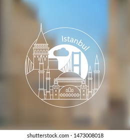 Istanbul Turkey, detailed silhouette. Trendy vector illustration, flat style. Stylish colorful landmarks. The concept for a web banner. Business icon