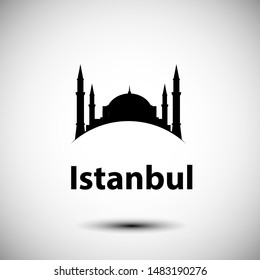 Estambul Turquía, silueta detallada. Ilustración vectorial de moda, estilo plano. Elegantes monumentos coloridos. El concepto de un banner web. Icono de negocio