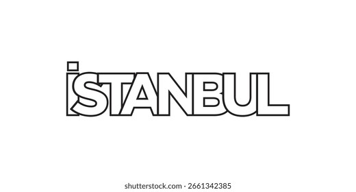 Istanbul in the Turkey emblem. The design features a geometric style, vector illustration with bold typography in a modern font. The graphic slogan lettering.