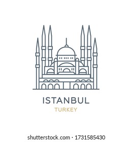 Istanbul, Turkey. Line icon of the city in Western Asia. Outline symbol for web, travel mobile app, infographic, logo. Landmark and famous building. Vector in flat design, isolated