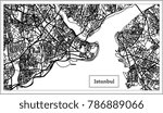 Istanbul Turkey Map in Black and White Color. Vector Illustration. Outline Map.