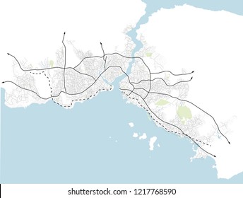 Istanbul (Turkey) roads and transport network vector map