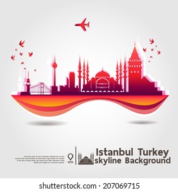 Istanbul, turkey, skyline background, vector Illustration