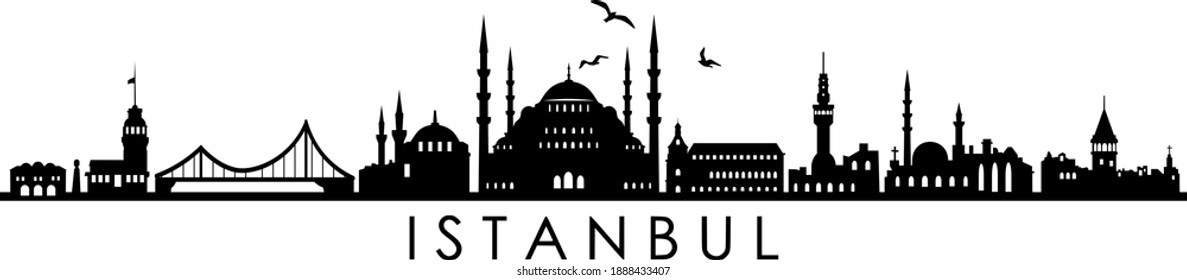 ISTANBUL TURKEY SKYLINE City Silhouette
