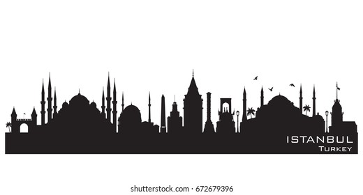 Istanbul Turkey skyline Detailed vector silhouette