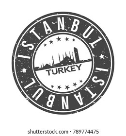 Istanbul Turkey USA Stamp. Logo Icon Symbol Design Skyline City Vector.